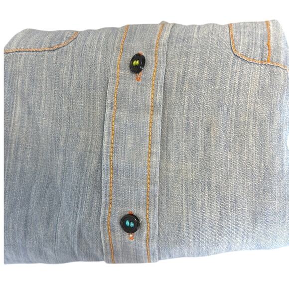 Vintage Saddlehorn denim like cotton embroidered southwestern button up size M - Picture 9 of 11